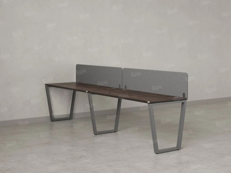 Бенч-система в 1 ряд, 2 рабочих места 2 тканевых экранов 2400x800x750 RM174-3-24x8 Дуб Апрельский шоколад/Серый