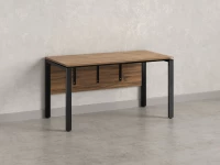 Стол прямой, П-опоры, экран ЛДСП,парящая стол-ца 2000x600x750 RM007-20x6 Дуб Юстус/Черный