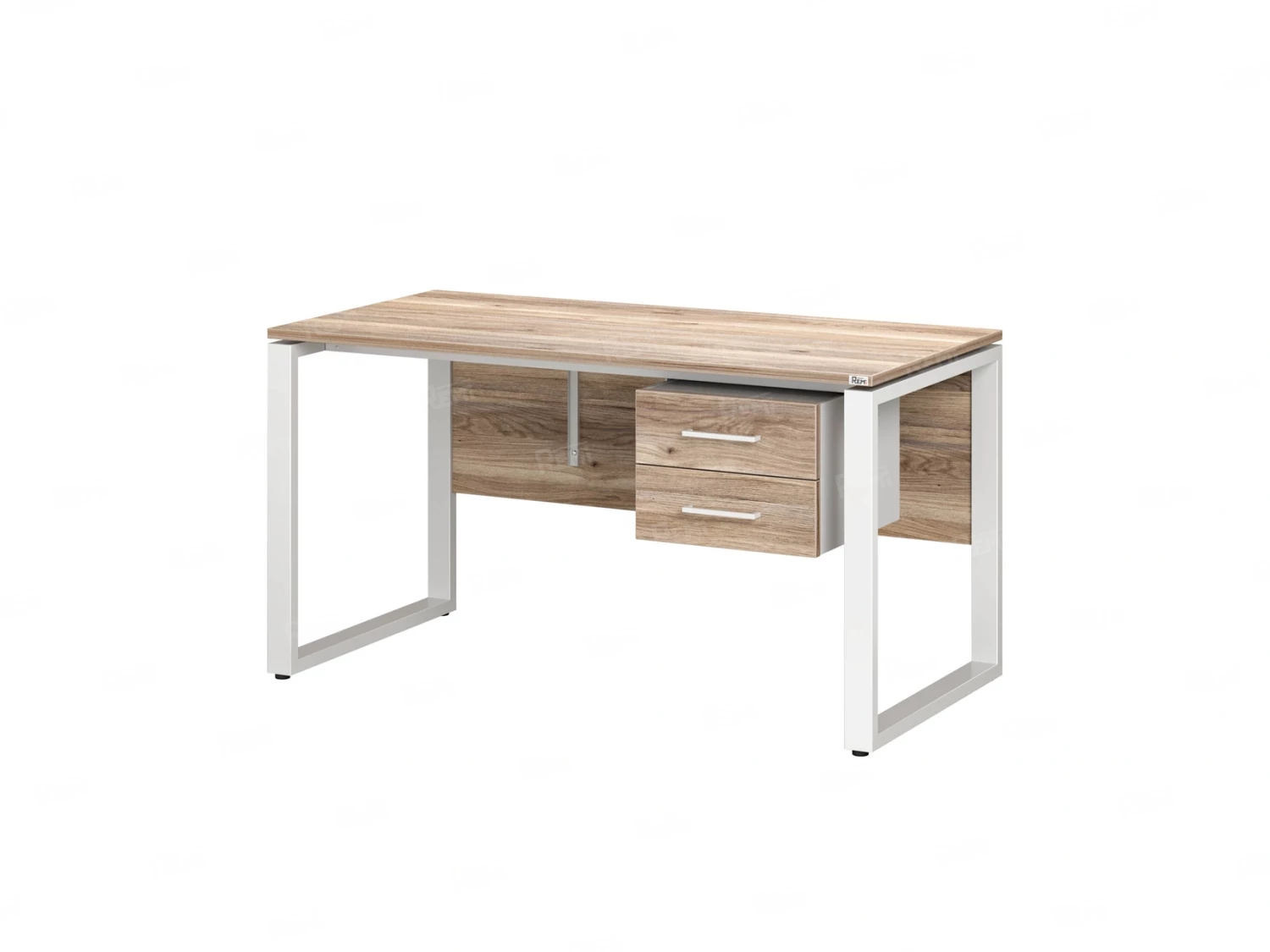 Стол прямой, подвесная тумба, ЛДСП экран, О-опора 1600x800x750 RM033-16x8 Дуб Маувелла/Белый