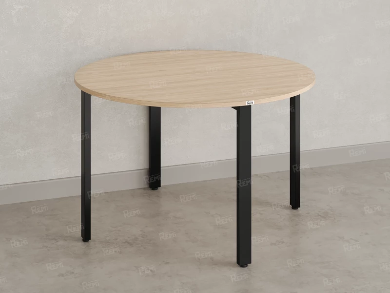 Круглый стол на П-образных опорах 1200x1200x750 RM186-12x12 Вяз Швейцарский светлый/Черный