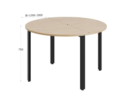 Круглый стол на П-образных опорах 1200x1200x750 RM186-12x12 Вяз Швейцарский светлый/Черный
