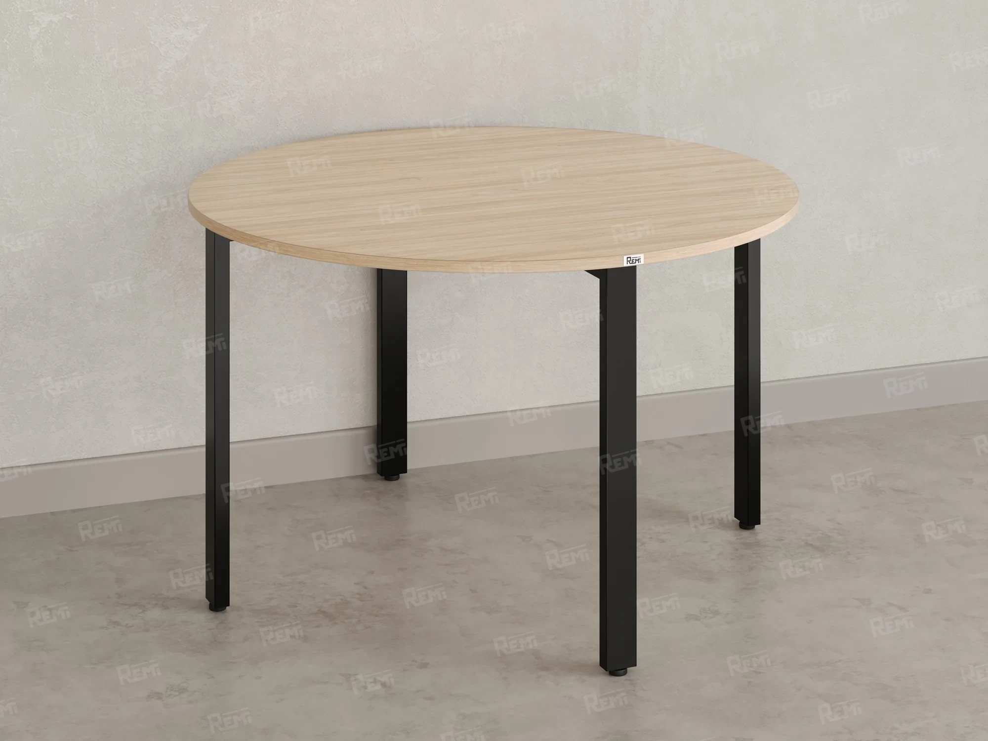 Круглый стол на П-образных опорах 1200x1200x750 RM186-12x12 Вяз Швейцарский светлый/Черный