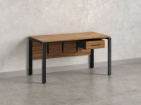 Стол прямой, подвесная тумба, ЛДСП экран, П-опора 2000x600x750 RM030-20x6 Дуб Юстус/Черный