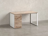 Стол прямой с тумбой на О-образных опоре, левый 1600x700x750 RM104-16x7 Дуб Маувелла/Белый