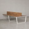 Бенч-система, 4 рабочих места, на U-образных опорах, 2 ЛДСП экранов 1200x1200x750 RM173-4-12x12 Дуб Юстус/Белый