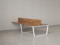 Бенч-система, 4 рабочих места, на U-образных опорах, 2 ЛДСП экранов 2400x1200x750 RM173-4-12x12 Дуб Юстус/Белый