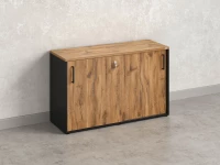 Низкий шкаф-купе на регулируемых опорах 1200x420x750 RM125-120x42 Дуб Юстус/Черный