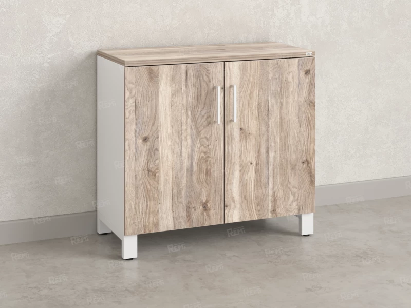 Шкаф низкий распашной, 2 уровня 900x420x850 RM147-90x42 Дуб Маувелла/Белый
