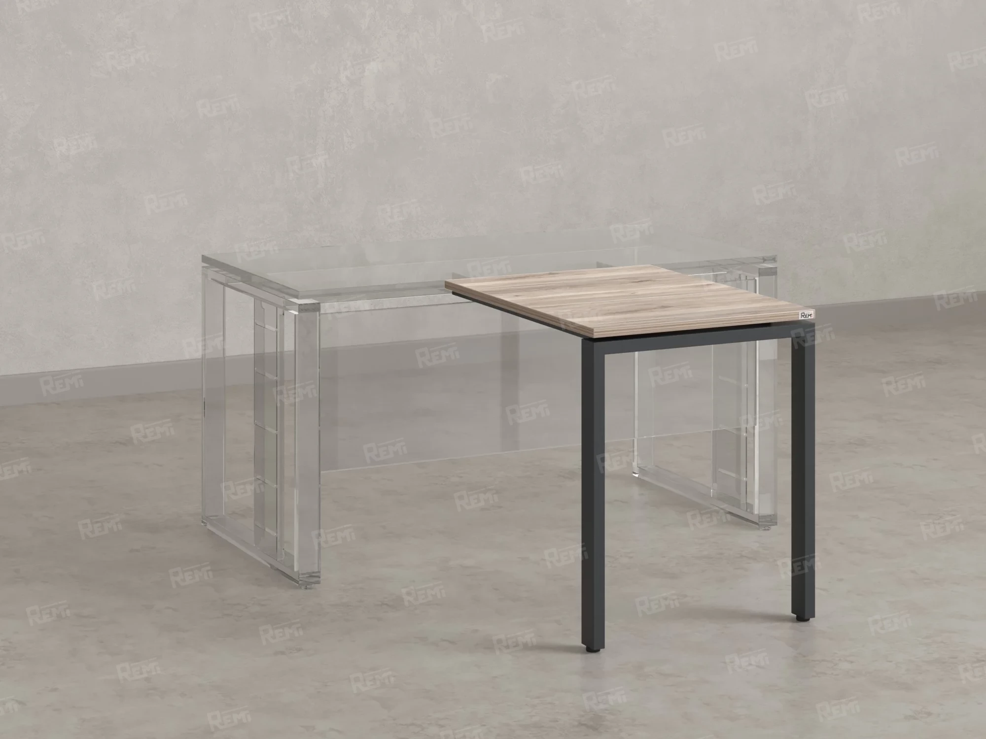 Брифинг прямой, с парящей столешнецей, на П-образном каркасе 1500x800x750 RM070-15x8 Дуб Маувелла/Серый