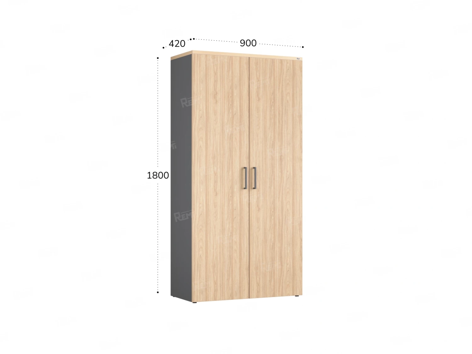 Шкаф распашной, регулируемые опоры, 5 уровней 900x420x1800 RM153-90x41 Вяз Швейцарский светлый/Серый