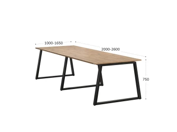 Cтол для переговоров, на A-обазном каркасе 2000x1200x750 RM083-200x120 Дуб Юстус/Черный