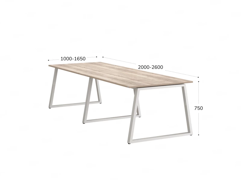 Cтол для переговоров, на A-обазном каркасе 2100x1200x750 RM083-210x120 Дуб Маувелла/Белый