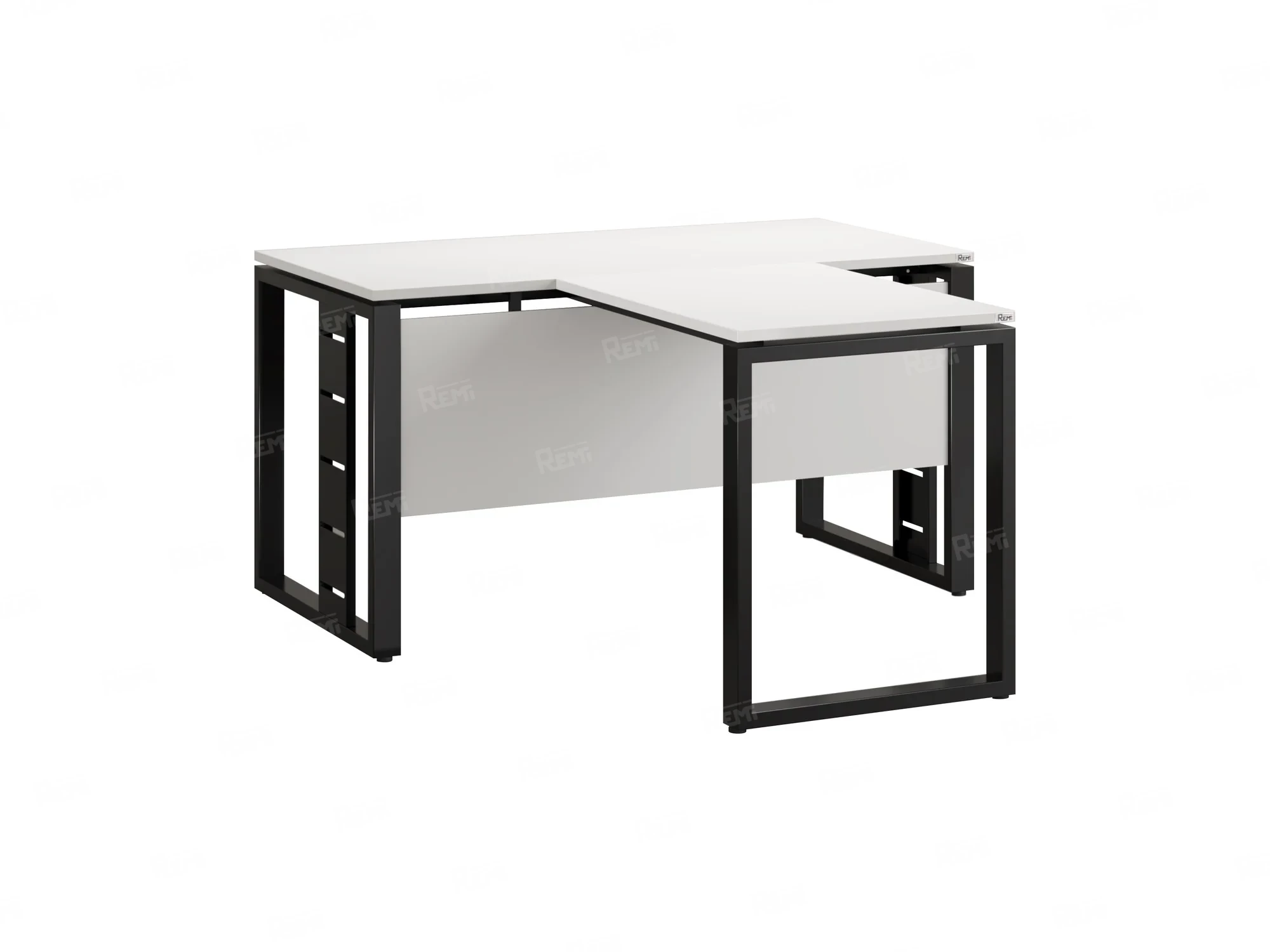 Стол с брифингом с парящей столешницей на О-образных опорах с экраном ЛДСП RM045-14x8 1400x2200x750 Белый/Черный