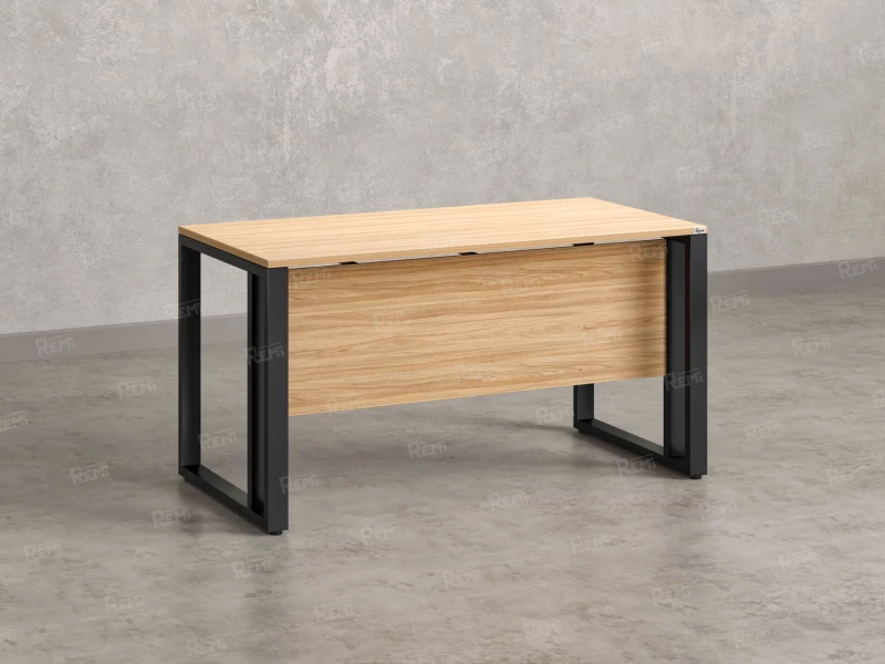 Стол прямой на О-образных опорах с экраном ЛДСП 1600x900x750 RM041-16x9 Вяз Швейцарский светлый/Черный