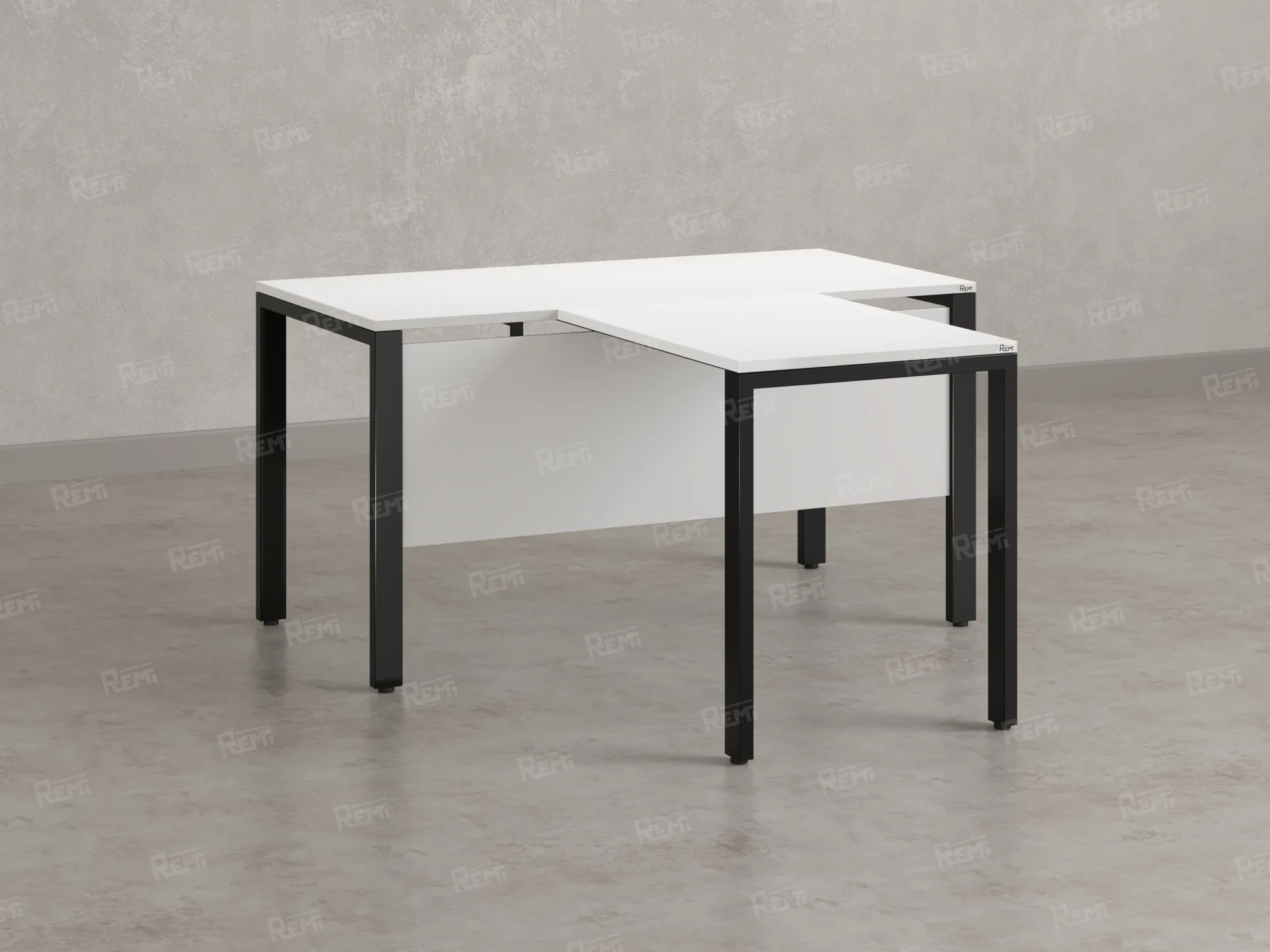 Стол с брифингом на П-образных опорах с экраном ЛДСП RM044-10x8 1000x1800x750 Белый/Черный