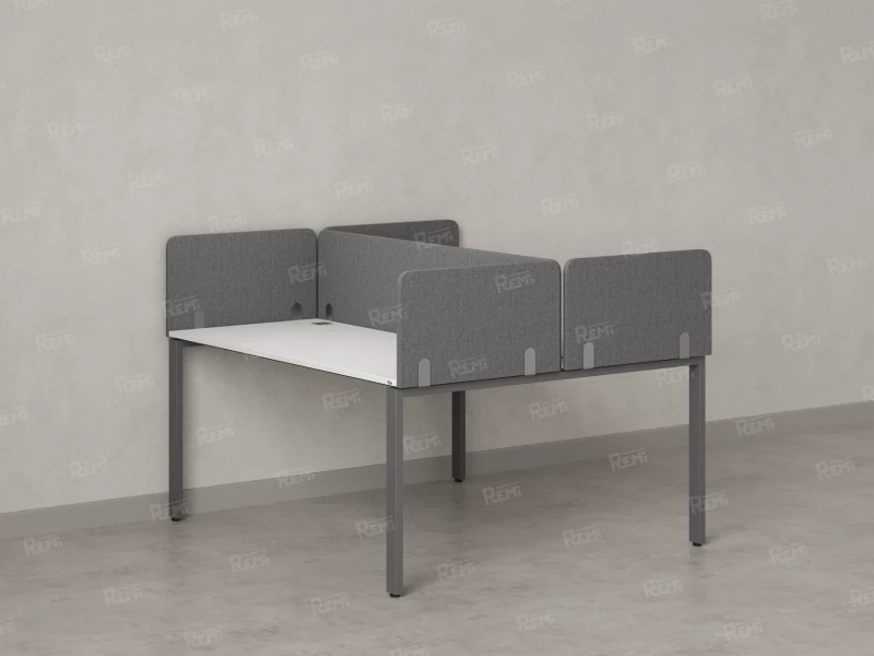 Бенч-система, 2 рабочих места, на П-образных опорах, 5 тканевых экрана 1000x1600x750 RM165-3-10x16 Белый/Серый