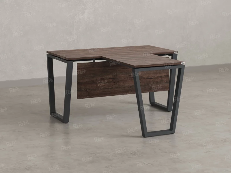 Стол с брифингом с парящей столешницей на U-образных опорах с экраном ЛДСП RM047-10x6 1000x1600x750 Дуб Апрельский шоколад/Серый