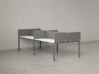 Бенч-система, 4 рабочих места, на П-образных опорах, 8 тканевых экранов 2800x1400x750 RM166-1-14x14 Белый/Серый