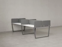 Бенч-система, 4 рабочих места, на U-образных опорах, 8 тканевых экранов 1000x1600x750 RM173-1-10x16 Белый/Серый