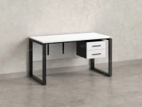 Стол прямой, подвесная тумба, ЛДСП экран, О-опора 1800x700x750 RM033-18x7 Белый/Черный