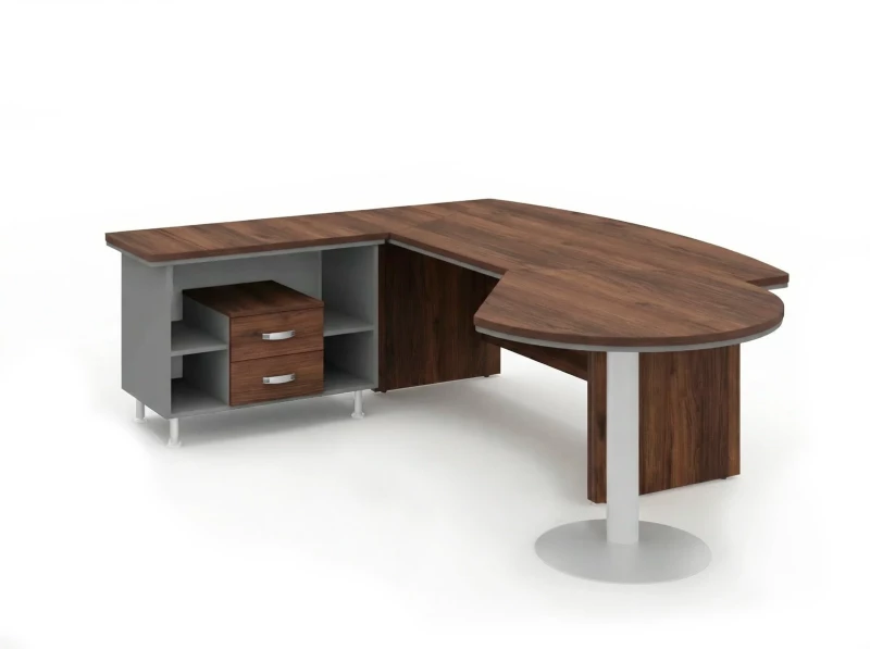 BRL RB072-235x200L Стол рук-ля L угл. брифинг и тумба 2 ящ. 2350х2000х760 Венге/Серый вулканический