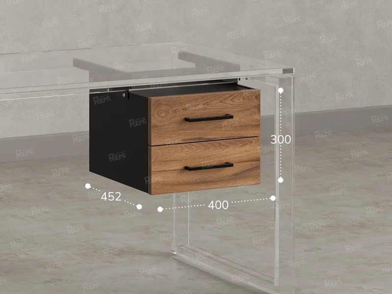 Тумба подвесная, два ящика 400x452x300 RM201-16х8 Юстус/Черный
