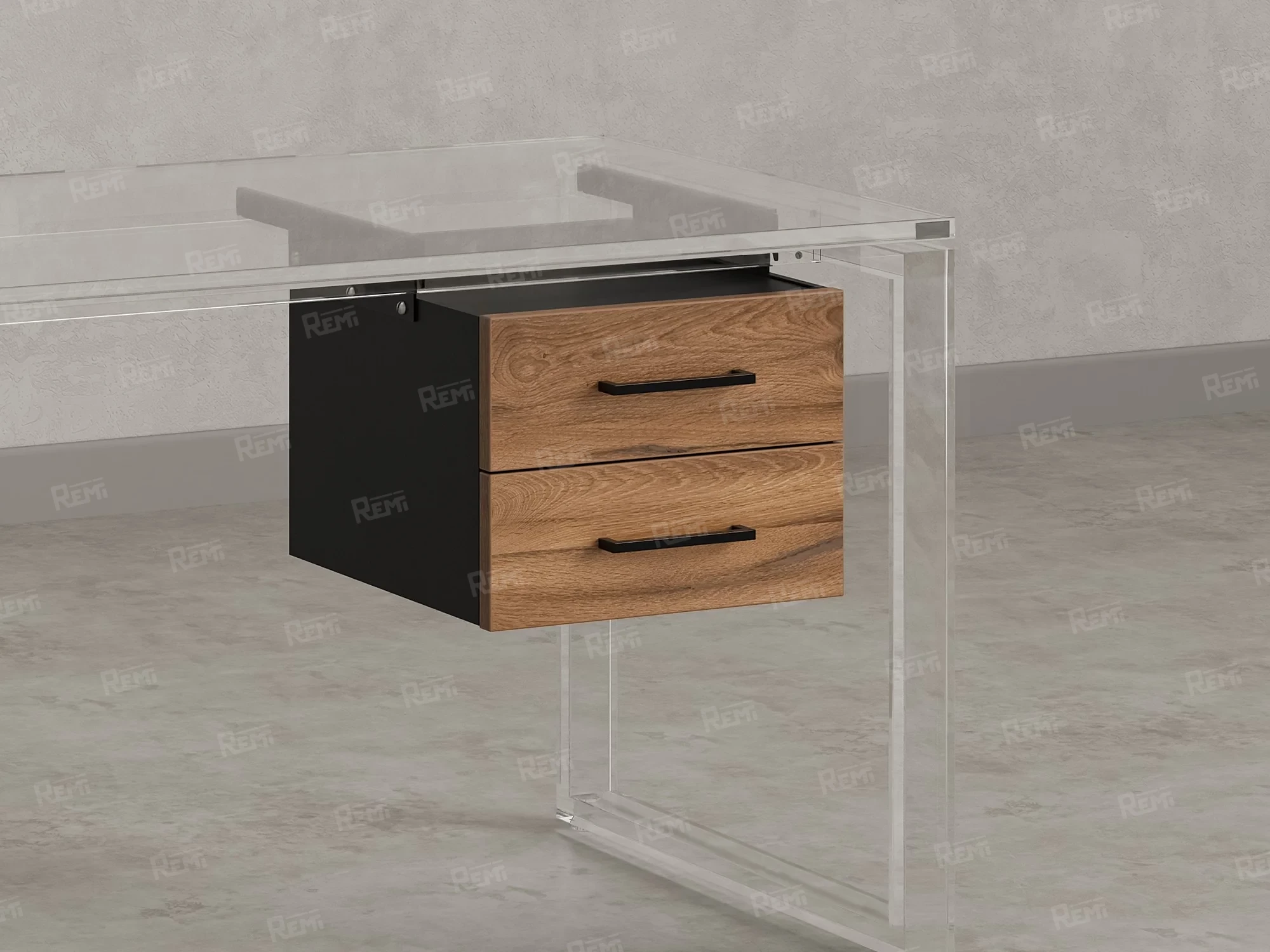 Тумба подвесная, два ящика 400x452x300 RM201-16х8 Юстус/Черный