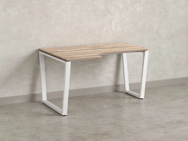 Стол угловой, U-опора, левый 1800x800/1000x750, RM051-18x8-10 Дуб Маувелла/Белый