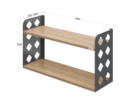 Полка настенная 900x300x500 RM192-90x30 Вяз Швейцарский светлый/Серый