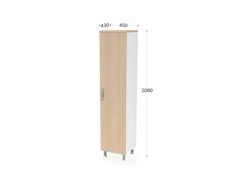 BRL RB057-45х43R Шкаф закрытый узкий 5 уровней правый 450х430х2080 Акация/Белый