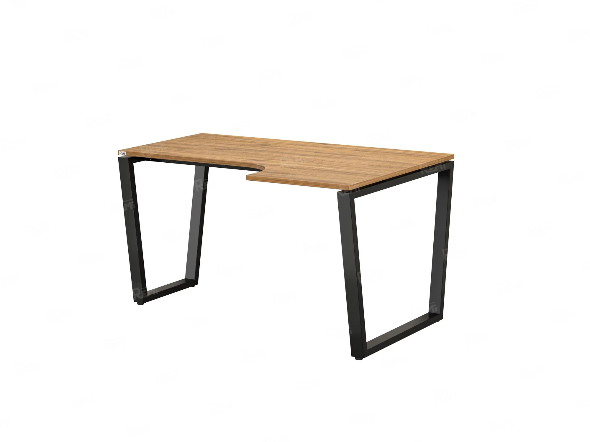 Стол угловой, U-опора, правый 1800x900/1200x750, RM050-18x9-12 Дуб Юстус/Черный