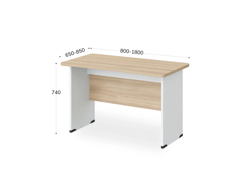 BRL RB002-160х85 Стол прямой с вогнутой столешницей 850 мм 1600х850х740 Акация/Белый