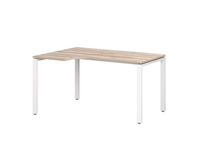 Стол угловой, П-опора, левый 1400x800/1000x750, RM053-14x8-10 Дуб Маувелла/Белый