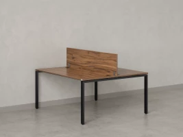 Бенч-система, 2 рабочих места, с одним экраном ЛДСП 1200x1400x750 RM165-2-12x14 Дуб Юстус/Черный