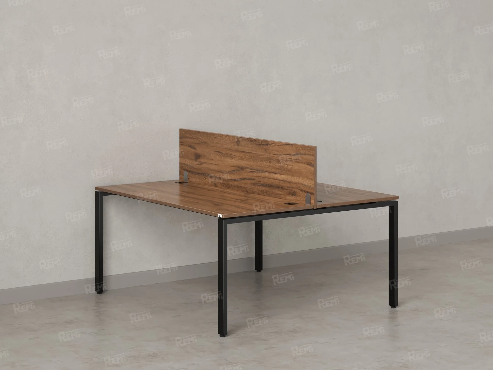 Бенч-система, 2 рабочих места, с одним экраном ЛДСП 1200x1400x750 RM165-2-12x14 Дуб Юстус/Черный