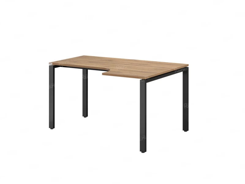 Стол угловой, П-опора, правый 1400x900/1200x750, RM052-14x9-12 Дуб Юстус/Черный