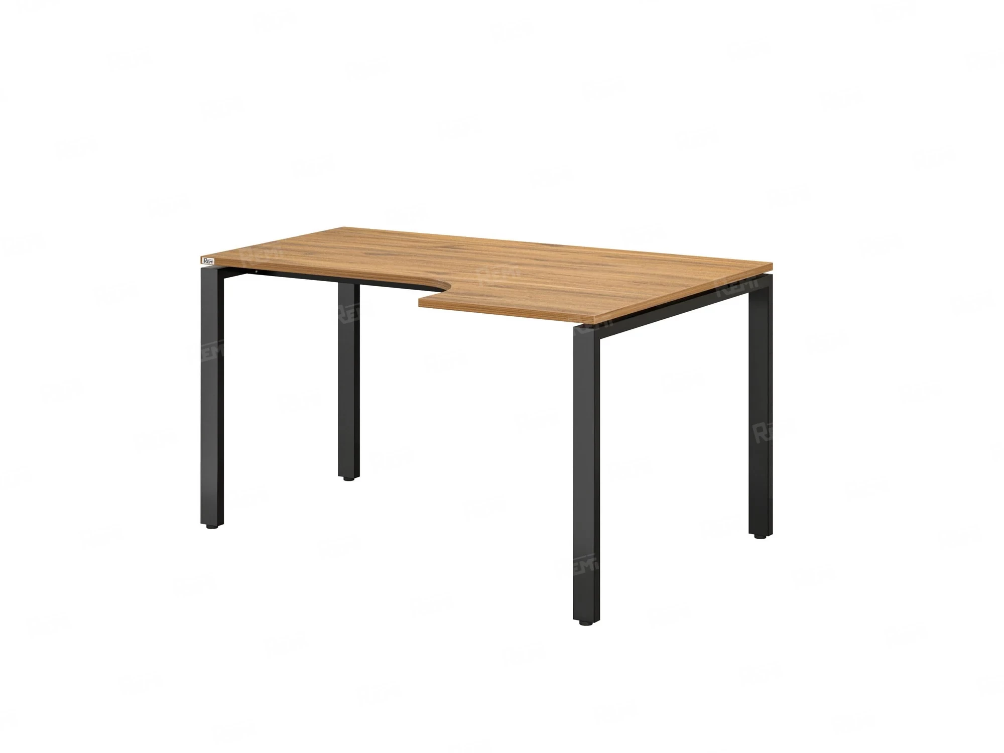 Стол угловой, П-опора, правый 1400x900/1200x750, RM052-14x9-12 Дуб Юстус/Черный