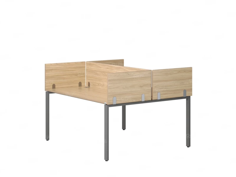 Бенч-система, 2 рабочих места, 5 ЛДСП экранов 1200x1200x750 RM165-4-12x12 Вяз Швейцарский светлый/Серый