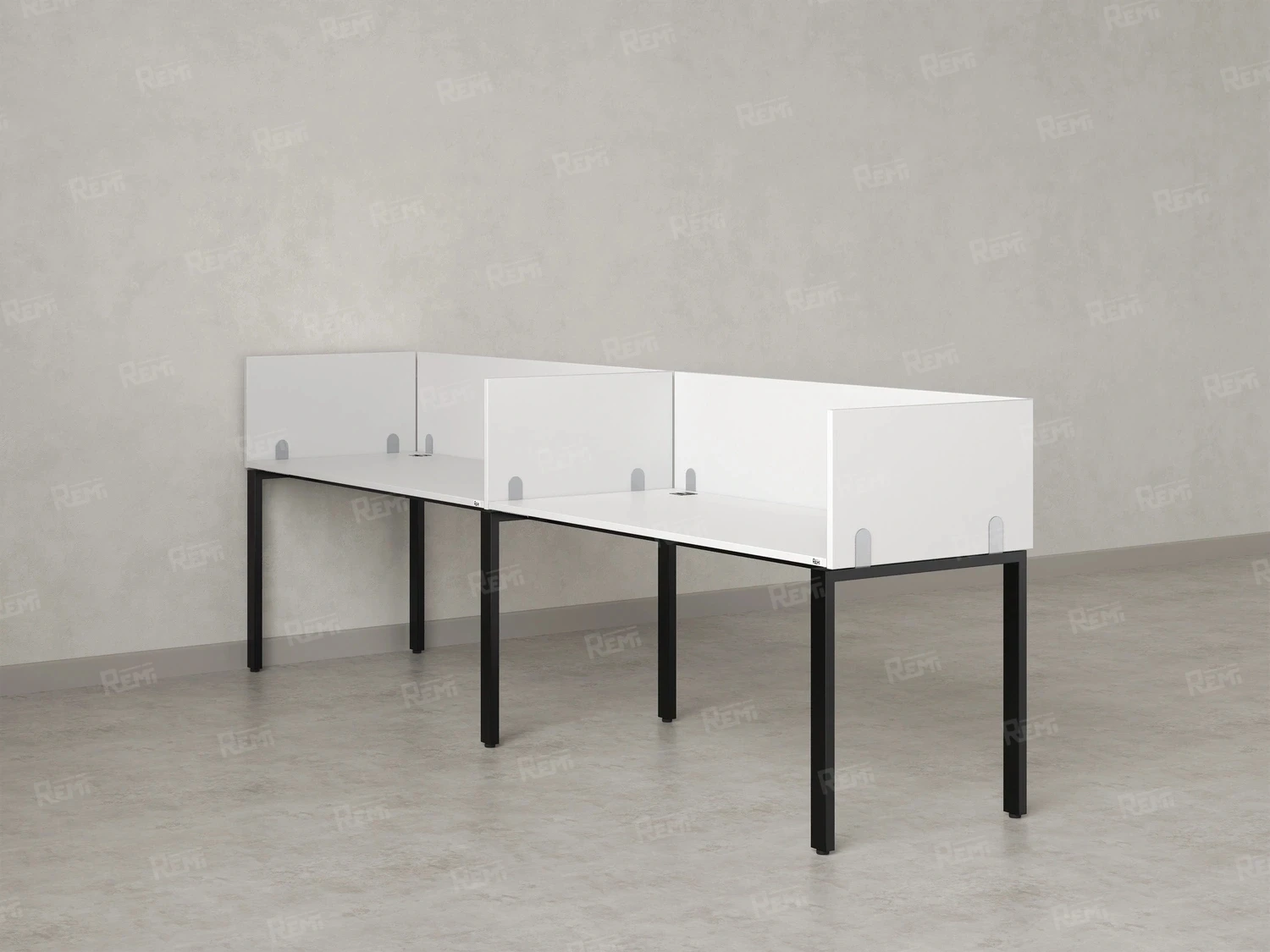 Бенч-система в 1 ряд, 2 рабочих места 5 ЛДСП экранов 2700x700x750 RM167-2-27x7 Белый/Черный