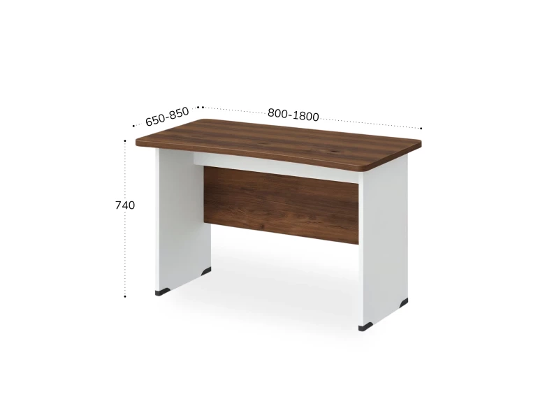 BRL RB002-120х85 Стол прямой с вогнутой столешницей 850 мм 1200х850х740 Орех Вармия/Белый