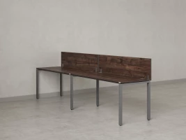 Бенч-система в 1 ряд, 2 рабочих места 2 ЛДСП экранов 3200x700x750 RM167-4-32x7 Дуб Апрельский шоколад/Серый