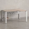 Стол угловой, экран металл, П-опора, правый 1400x800/1000x750, RM058-14x8-10 Дуб Маувелла/Белый