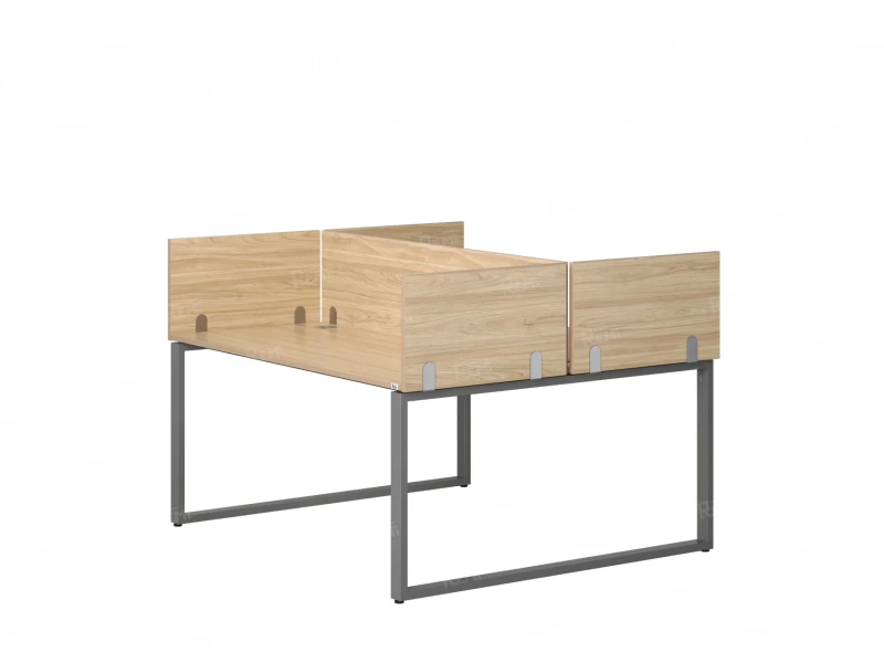 Бенч-система, 2 рабочих места, 5 ЛДСП экранов 1200x1200x750 RM169-4-12x12 Вяз Швейцарский светлый/Серый