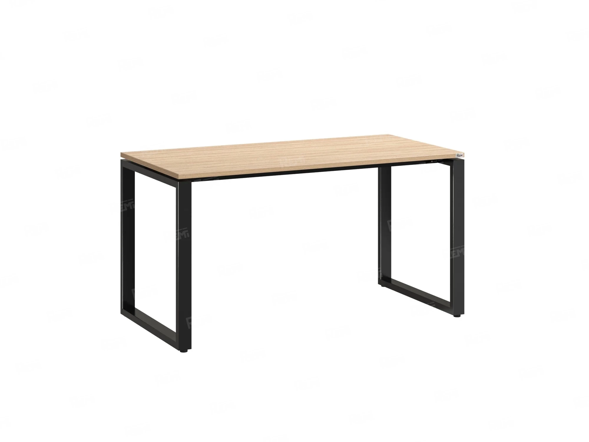 Стол прямой на O-образных опорах 2000x800x750 RM002-20x8 Вяз Швейцарский светлый/Черный