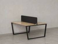 Бенч-система, 2 рабочих места, с одним тканевым экраном 1400x1600x750 RM172-1-14x16 Вяз Швейцарский светлый/Черный
