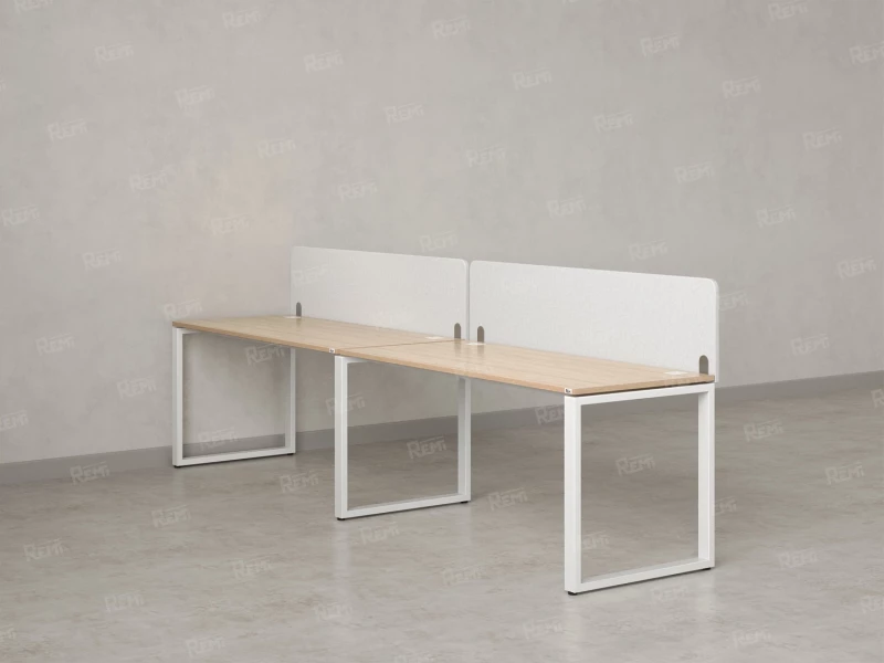 Бенч-система в 1 ряд, 2 рабочих места 2 тканевых экранов 3600x600x750 RM168-3-36x6 Вяз Швейцарский светлый/Белый