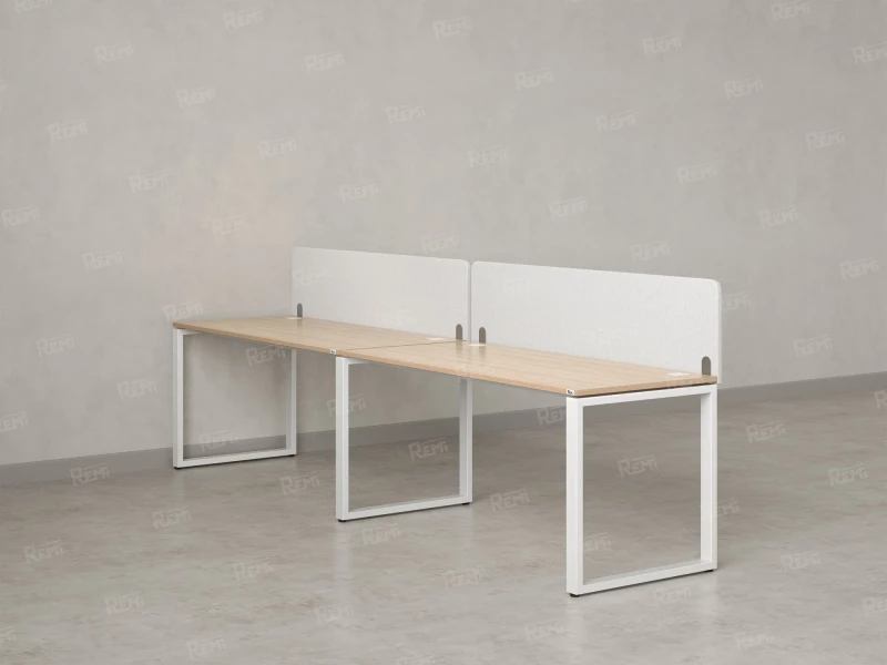 Бенч-система в 1 ряд, 2 рабочих места 2 тканевых экранов 3600x600x750 RM168-3-36x6 Вяз Швейцарский светлый/Белый