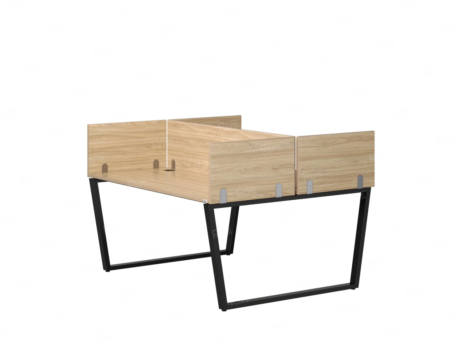 Бенч-система, 2 рабочих места, 5 ЛДСП экранов 1200x1200x750 RM172-4-12x12 Вяз Швейцарский светлый/Черный