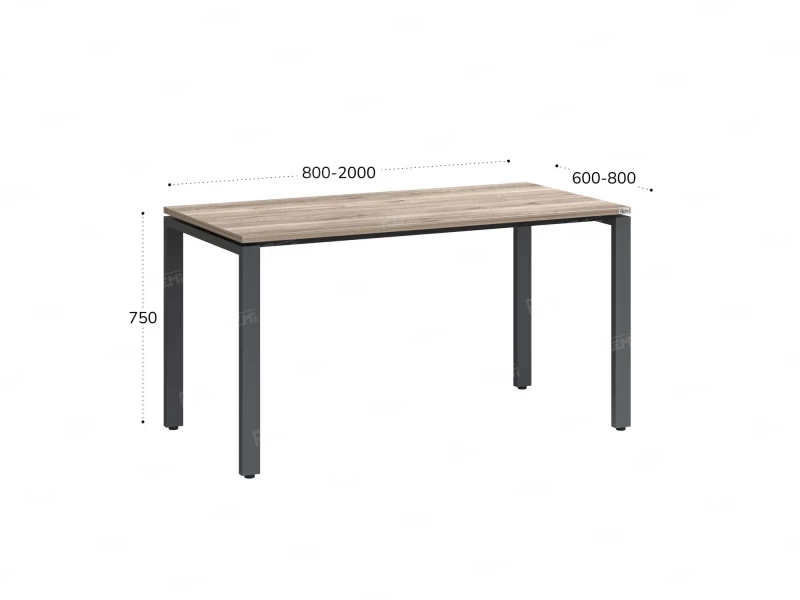 Стол прямой на П-образных опорах 1400x600x750 RM001-14x6 Дуб Маувелла/Серый