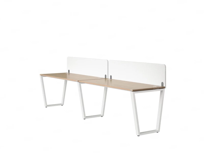 Бенч-система в 1 ряд, 2 рабочих места 2 тканевых экранов 3600x600x750 RM174-3-36x6 Вяз Швейцарский светлый/Белый